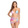 Novo Maiô Dividido Europeu e Americano Feminino Sexy Biquíni Três Peças Estampado Maiô Feminino Amazon