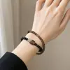 Pulsera de Cristal de Color Té Natural con Doble Bucle y Cuentas para Mujer, Pulsera de Cristal Blanco Original de Gama Alta de Nicho al por Mayor