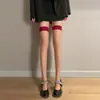Meias de Seda Jk Menta Japonesa Mambo Verde Meias de Seda Love Branco Anti-gancho Meia-calça Feminina Fina Estampada com Laço