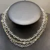 Joyería Europea y Americana Hip-Hop Chapado en Oro Real Alta Retención de Color Acero Inoxidable Cadena de Corazón Calado Conjunto de Pulsera y Collar para Mujer