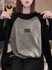 Camiseta de manga larga de algodón puro, corte regular, para mujer, una capa base versátil para el otoño de 2026, con un diseño de manga raglán, a la moda y casual estilo coreano, adecuada para usar como capa exterior