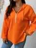 2026 Novo Comércio Exterior Transfronteiriço Casual Roupa de Casa Feminina com Zíper Capuz Bolso Cor Sólida Waffle Manga Longa Moletom