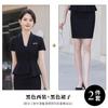 2024 Verano Nuevo Gris Cuello en V Profesional Chaqueta de Traje Pequeño Falda de Mujer Moda Simple Traje de Dos Piezas Moda