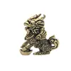 Figurinhas Kirin de Latão Vintage para Riqueza e Fortuna, Animais de Chá para Mesa, Par de Enfeites de Latão Zen para Entrada de Casa