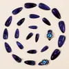Nuevas uñas postizas de Halloween con forma de almendra, estilo ojo de gato, ojo de demonio oscuro, desmontables, con decoración de lazo, transfronterizas