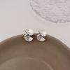 Pendientes de circón con forma de abanico fresco con textura Guofeng diseño atmosférico pendientes de circón con forma de abanico giratorio elemento de hoja de ginkgo