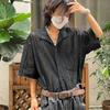 Camisa de Verano Fina Americana Retro Transpirable Hueca de Encaje con Solapa para Hombre y Mujer, Camisa Casual Unisex con Protección Solar, Versátil