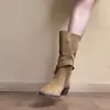 Botines cortos súper elegantes de tacón alto y plataforma para mujer, nuevos botines de media pantorrilla para otoño e invierno, populares botines de tacón grueso, botines estilo Martin
