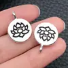 Colgante Flor de Loto Yoga Plata Antigua y Oro Loto Hueco Figura de Yoga Meditación Accesorio Piezas para Joyería DIY Venta al por Mayor