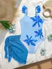 Traje de baño infantil transfronterizo Traje de baño de una pieza para niñas Conjunto de dos piezas estampado Tirantes de encaje Niños medianos y grandes Ropa de baño para bebés