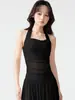 Sujetador deportivo de malla con cuello halter para mujer, ropa de yoga, espalda hermosa, conjunto de falda corta de malla de secado rápido, conjunto de entrenamiento de running y fitness de alta elasticidad