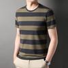 Homens manga curta homens T-shirt algodão T-shirt pescoço redondo fio tingido verão fino T-shirt masculina de fundo fábrica atacado direto