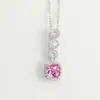 Collar con Colgante de Plata S925 Zafiro Rosa Padparadscha de Cultivo Completamente Incrustado con Diamantes Estilo Escalonado Lujo Ligero para Mujer, Directo de la Fábrica Fuente