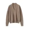 Estilo Minimalista Old Money|Versátil para o Dia a Dia Consinee Malha 100% Caxemira Pura Suéter Feminino Solto Gola V