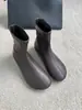 Nova Coleção Outono/Inverno 2026: Botas redondas, curtas, elásticas, de caimento justo, botinhas da moda de sola reta, botas femininas sem cadarço