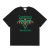 Camiseta Unissex de Manga Curta Verão Casa Masculina Transfronteiriça Casablanca Azul Quadrado Gradiente Estampa de Logo com Letras