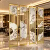 Nova divisória de tela de aço inoxidável estilo chinês com painel de pedra e design de paisagem, grade de entrada para hotéis e clubes, projeto de divisória de metal de luxo leve