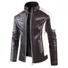 Chaqueta de cuero de comercio exterior transfronterizo con cuello de color, chaqueta de motociclista de cuero sintético, chaqueta informal fina de cuero para primavera y otoño para hombre en eBay.
