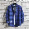 Camisa de Cuadros para Hombre de Manga Larga Estilo Coreano Suelta Moderna Guapo Talla Grande Chaqueta de Estudiante Primavera y Verano Nueva Camisa de Hombre