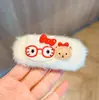 Pinza para el pelo con flequillo peludo de Kuromi para Otoño e Invierno, Adorno para la cabeza de felpa de dibujos animados para niños, Accesorios para el cabello para niñas en la parte posterior de la cabeza