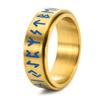 Fonte transfronteiriça Viking Lune Anel Nórdico Masculino de Aço Inoxidável Giratório Luminoso Alívio de Pressão