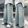 Roupas Infantis Calças para Meninos Primavera e Outono Novo Estilo Reto Casual Largas Jeans Calças para Meninos Venda por Atacado Dropshipping