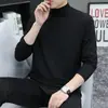 Nuevo top de otoño de algodón puro para hombre, cuello medio, moderno, manga larga, camiseta básica, camiseta blanca pura