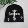 Chapéu de tricô cruzado comércio exterior venda quente outono e inverno quente chapéu de lã bordado para homens e mulheres fornecimento transfronteiriço fornecimento direto da fábrica chapéu