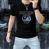 Entrada de Moda Lujo Camiseta de Hombre Cuello Redondo Manga Corta algodón mercerizado perforación en caliente letras tridimensionales cómoda transpirable hombre manga corta moda