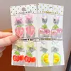 Pinzas de Oreja de Corazón de Colores con Lazo y Durazno Brillante 3D para Niñas, No Requieren Perforación, Accesorios para Orejas sin Dolor