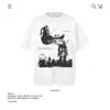 250g Algodão Puro Pesado Design Pintado à Mão Estampa de Personagem Camiseta de Manga Curta Unissex Marca Tendência Corte Solto Top Transfronteiriço Atacado