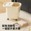 Tina de Baño de Pies con Rodillos para el Hogar Elevada Profundizada Hasta la Pantorrilla Conservación del Calor Masaje Tina para Remojo de Pies Cuidado de la Salud Invernal Tina de Baño de Pies con Ruedas