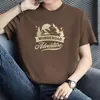 Camiseta 100% Algodão Masculina Manga Curta Solta Branca Gola Redonda Camiseta Básica Toda em Algodão Meia Manga Camiseta Divertida Estampada