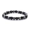 Pulsera de Cuentas Transfronteriza Malaquita Piedra Vesícula Biliar Negra Piedra Ojo de Tigre Piedra Volcánica Piedra Ojo de Tigre Pulsera de 8mm para Hombre