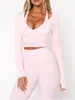 2025 Estilo Europeu e Americano Transfronteiriço Primavera Novo Estilo Simples Sexy Ajustado Decote V Manga Longa Cruzado Amarrado Top para Mulheres