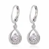 Comercio exterior deseo Pendientes de gota de agua con circonita incrustada populares de comercio exterior europeo y americano Pendientes de botón de zafiro brillantes para mujer Joyería para la oreja