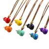 Nova Moda Retro Estilo Chinês Simples Temperamento Versátil Colorido Esmalte Cabacinha Corrente para Suéter Luxo Leve High-End Colar Longo