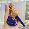 Colgante de Gato Kt con Diamantes Completos de Moda Llavero Creativo con Pedrería Colgante para Bolso de Pareja Accesorio para Llavero de Coche