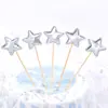 Bandera de Cuero Brillante Reflectante de PU Estrella de Cinco Puntas Inserto para Pastel de Cumpleaños Horneado Tarta Postre Mesa Tarjeta Inserto de Nube