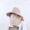 Sombrero de Sol de Algodón y Lino que Cubre la Cara, Sombrero de Sol para Salidas y Ciclismo, Sombrero de Recolector de Té con Protección para el Cuello para Hombre con Ala Ancha, Estilo Fresco y Dulce
