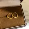Aretes Redondos de Encaje Doble Círculo de Bambú, Sencillos y Elegantes, Aretes Versátiles con un Toque de Lujo Ligero y Sensación de Alta Gama, Mayoreo