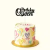 Topper de Pastel Brillante de Colores Transfronterizo Reina Feliz Cumpleaños Inserto de Papel en Inglés Bandera de Decoración para Postre de Fiesta