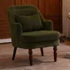 Sofá de Um Lugar Estilo Americano, Sofá de Tecido Preguiçoso Vintage Nórdico para Quarto e Recepção, Pequeno Conjunto de Sofá de Madeira Maciça, Cadeira de Lazer para Varanda
