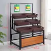 Estanterías de Frutas y Verduras para Supermercados, Exhibidores, Estanterías de Verduras de Múltiples Niveles, Estanterías de Frutas y Verduras para Tiendas de Conveniencia Comerciales, Estanterías de Madera y Hierro