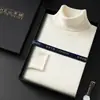 Caja de Regalo Suéter de Cachemira para Hombre de Edad Media y Joven Punto de Cuello Alto Otoño e Invierno Estilo Nuevo Suéter de Lana de Alta Gama como Capa Base
