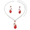 Nueva Joyería de Moda Hecha con Materiales Ecológicos, Conjunto de Collar y Aretes de Corazón de Alta Gama Incrustados con Diamantes, Conjunto de Collar de Corazón de Nicho
