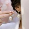 Pendientes de perlas grandes de moda europea y americana para mujer, pendientes de cuentas colgantes de temperamento exagerado con aguja de plata S925, nuevas joyas