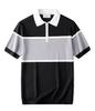 Polo de Punto para Hombre 2025 Guapo Verano Moderno Camisa con Cuello en el Hombro Derecho para Hombre Cremallera Americana Solapa Camiseta de Rayas