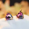Brincos brincos ouro rosa Esmeralda Vermelha amor brincos de pedra turmalina joias Europeias e Americanas uma geração de cabelo
