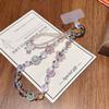 Pulsera de Cristal Hecha a Mano con Mariposas Adornos Colgantes de Muñeca Cadena Colgante de Cuentas Cordón Brillante para Teléfono Móvil para Mujeres